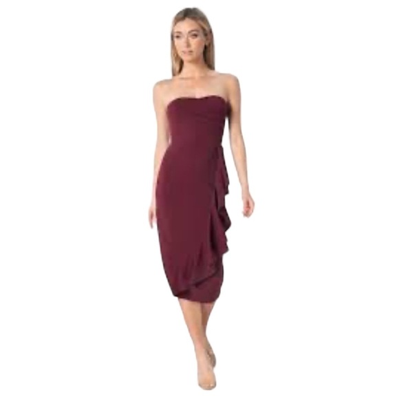 Dress the Population Dresses & Skirts - Dress The Population Liv Strapless Ruffled Midi Dress Size XS NWT